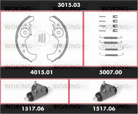 Woking 3015.03 - Комплект тормозных колодок, барабанные autosila-amz.com