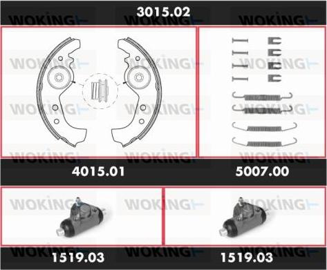 Woking 3015.02 - Комплект тормозных колодок, барабанные autosila-amz.com