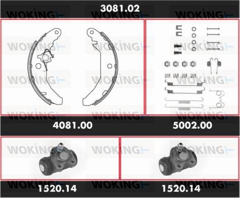 Woking 3081.02 - Комплект тормозных колодок, барабанные autosila-amz.com