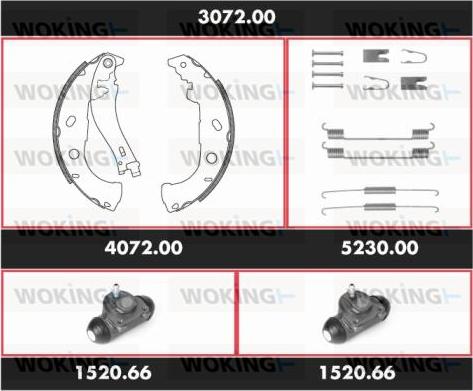 Woking 3072.00 - Комплект тормозных колодок, барабанные autosila-amz.com