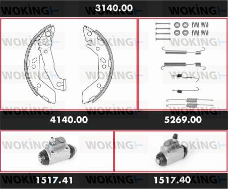 Woking 3140.00 - Комплект тормозных колодок, барабанные autosila-amz.com