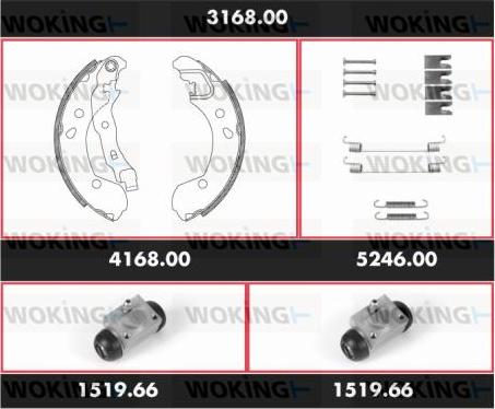 Woking 3168.00 - Комплект тормозных колодок, барабанные autosila-amz.com