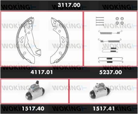 Woking 3117.00 - Комплект тормозных колодок, барабанные autosila-amz.com