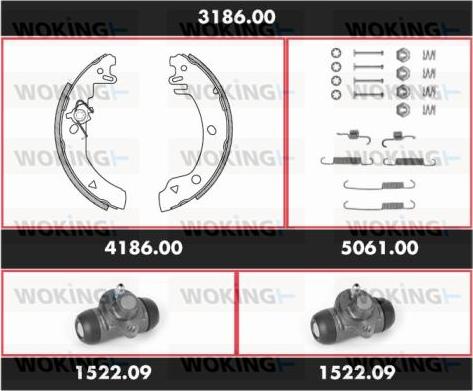 Woking 3186.00 - Комплект тормозных колодок, барабанные autosila-amz.com