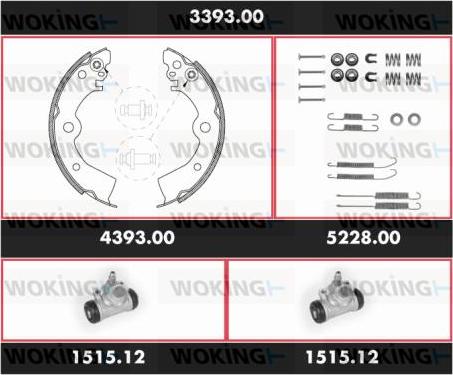 Woking 3393.00 - Комплект тормозных колодок, барабанные autosila-amz.com