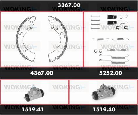 Woking 3367.00 - Комплект тормозных колодок, барабанные autosila-amz.com