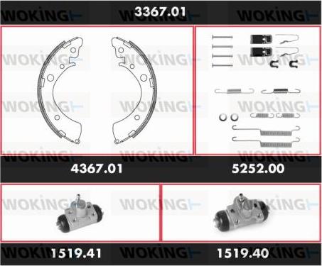 Woking 3367.01 - Комплект тормозных колодок, барабанные autosila-amz.com