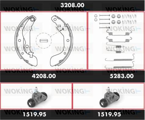 Woking 3208.00 - Комплект тормозных колодок, барабанные autosila-amz.com