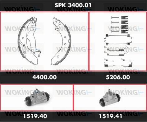 Woking SPK 3400.01 - Комплект тормозных колодок, барабанные autosila-amz.com