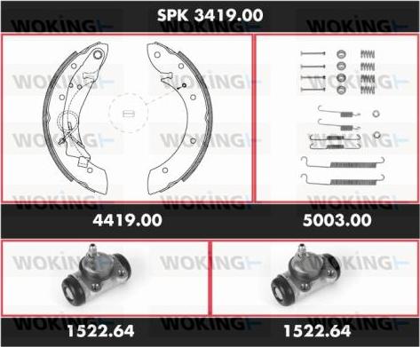 Woking SPK 3419.00 - Комплект тормозных колодок, барабанные autosila-amz.com