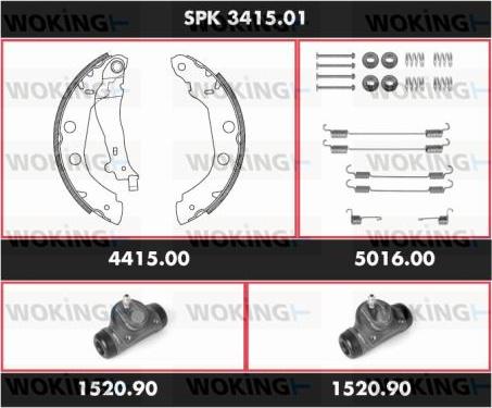 Woking SPK 3415.01 - Комплект тормозных колодок, барабанные autosila-amz.com