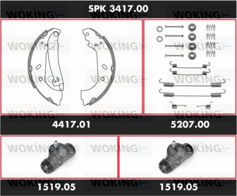 Woking SPK 3417.00 - Комплект тормозных колодок, барабанные autosila-amz.com