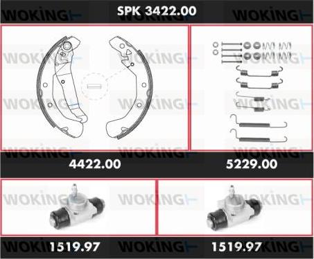 Woking SPK 3422.00 - Комплект тормозных колодок, барабанные autosila-amz.com