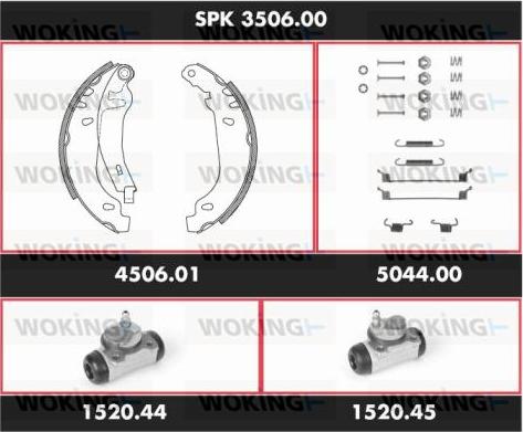Woking SPK 3506.00 - Комплект тормозных колодок, барабанные autosila-amz.com