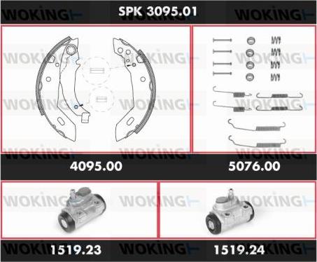 Woking SPK 3095.01 - Комплект тормозных колодок, барабанные autosila-amz.com