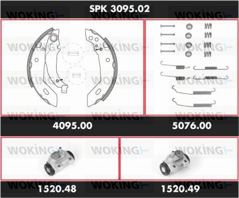 Woking SPK 3095.02 - Комплект тормозных колодок, барабанные autosila-amz.com