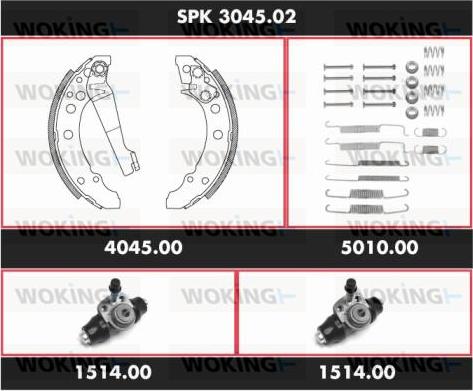 Woking SPK 3045.02 - Комплект тормозных колодок, барабанные autosila-amz.com