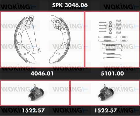 Woking SPK 3046.06 - Комплект тормозных колодок, барабанные autosila-amz.com