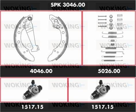 Woking SPK 3046.00 - Комплект тормозных колодок, барабанные autosila-amz.com