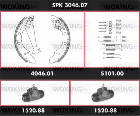 Woking SPK 3046.07 - Комплект тормозных колодок, барабанные autosila-amz.com