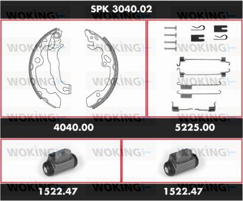 Woking SPK 3040.02 - Комплект тормозных колодок, барабанные autosila-amz.com