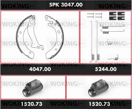 Woking SPK 3047.00 - Комплект тормозных колодок, барабанные autosila-amz.com