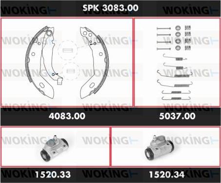 Woking SPK 3083.00 - Комплект тормозных колодок, барабанные autosila-amz.com
