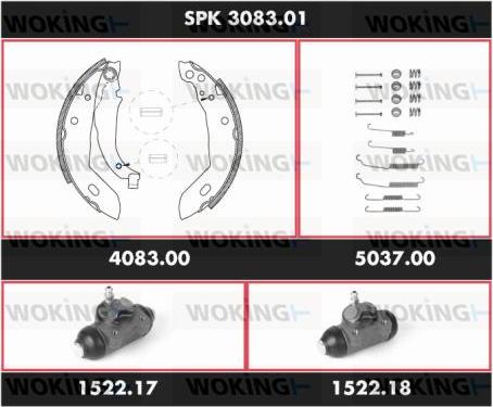 Woking SPK 3083.01 - Комплект тормозных колодок, барабанные autosila-amz.com