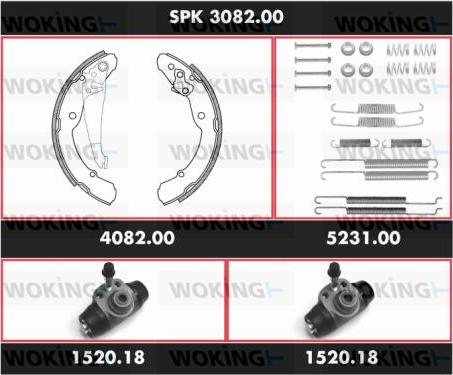 Woking SPK 3082.00 - Комплект тормозных колодок, барабанные autosila-amz.com