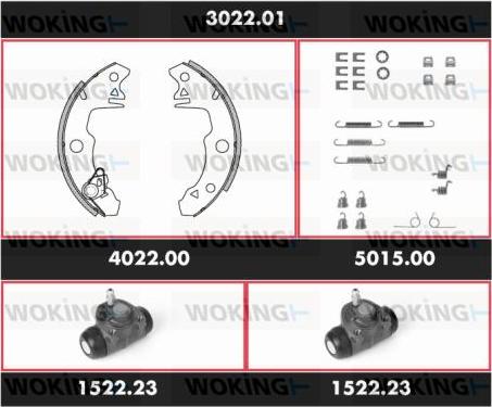 Woking SPK 3022.01 - Комплект тормозных колодок, барабанные autosila-amz.com