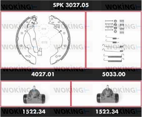 Woking SPK 3027.05 - Комплект тормозных колодок, барабанные autosila-amz.com