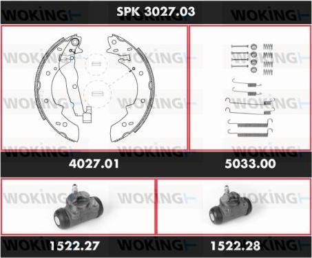 Woking SPK 3027.03 - Комплект тормозных колодок, барабанные autosila-amz.com