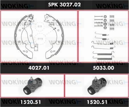 Woking SPK 3027.02 - Комплект тормозных колодок, барабанные autosila-amz.com