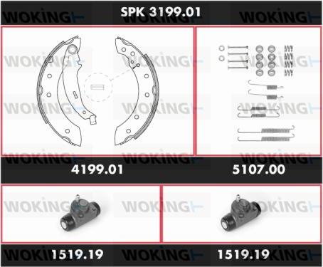 Woking SPK 3199.01 - Комплект тормозных колодок, барабанные autosila-amz.com