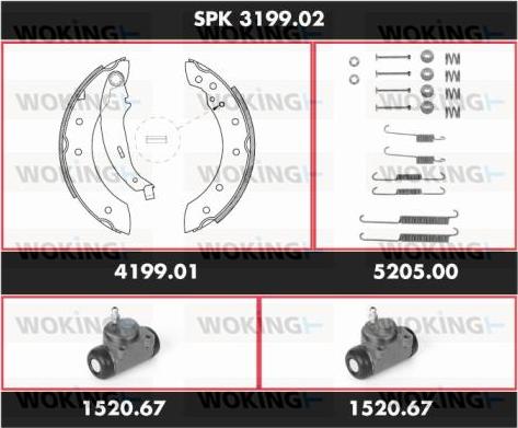 Woking SPK 3199.02 - Комплект тормозных колодок, барабанные autosila-amz.com