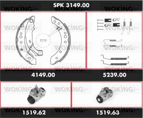 Woking SPK 3149.00 - Комплект тормозных колодок, барабанные autosila-amz.com