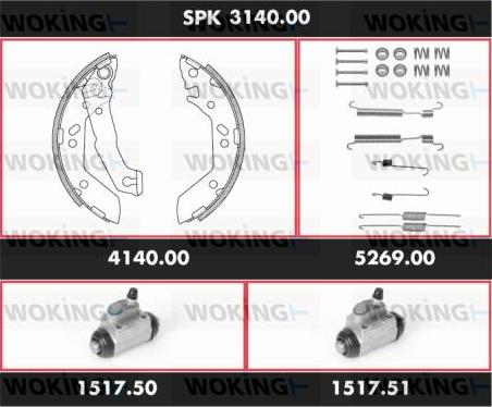 Woking SPK 3140.00 - Комплект тормозных колодок, барабанные autosila-amz.com