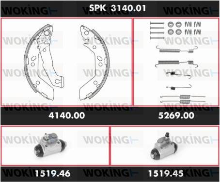 Woking SPK 3140.01 - Комплект тормозных колодок, барабанные autosila-amz.com