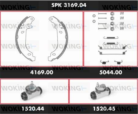 Woking SPK 3169.04 - Комплект тормозных колодок, барабанные autosila-amz.com