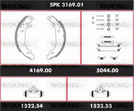 Woking SPK 3169.01 - Комплект тормозных колодок, барабанные autosila-amz.com