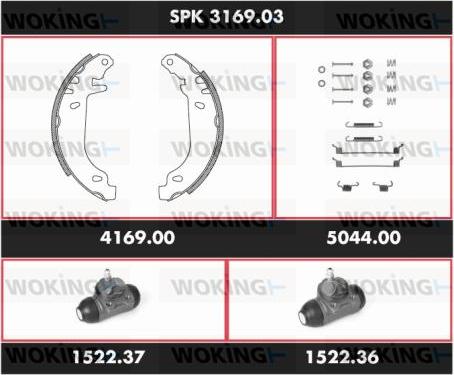 Woking SPK 3169.03 - Комплект тормозных колодок, барабанные autosila-amz.com