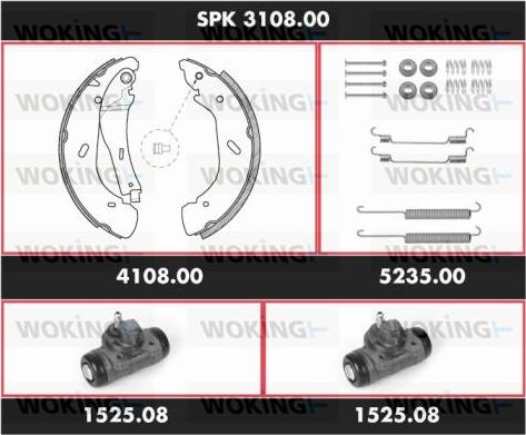 Woking SPK 3108.00 - Комплект тормозных колодок, барабанные autosila-amz.com