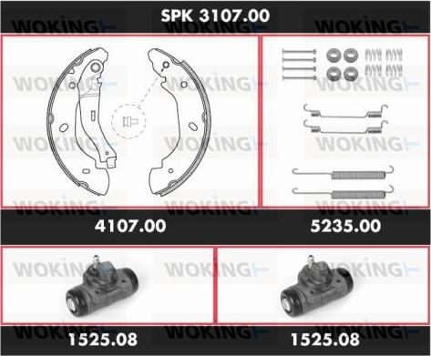 Woking SPK 3107.00 - Комплект тормозных колодок, барабанные autosila-amz.com