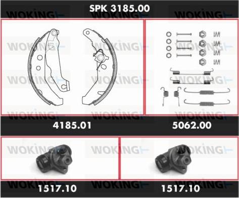 Woking SPK 3185.00 - Комплект тормозных колодок, барабанные autosila-amz.com
