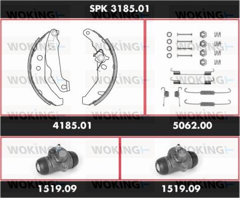 Woking SPK 3185.01 - Комплект тормозных колодок, барабанные autosila-amz.com