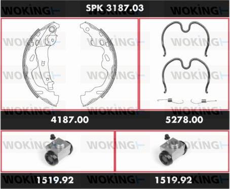 Woking SPK 3187.03 - Комплект тормозных колодок, барабанные autosila-amz.com