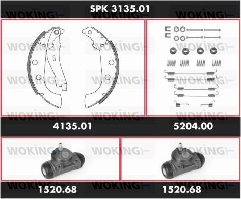 Woking SPK 3135.01 - Комплект тормозных колодок, барабанные autosila-amz.com