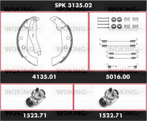Woking SPK 3135.02 - Комплект тормозных колодок, барабанные autosila-amz.com