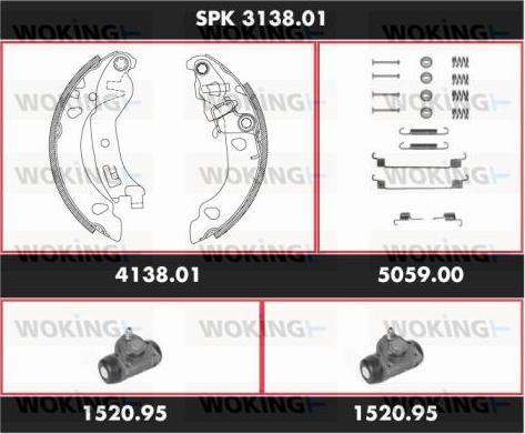 Woking SPK 3138.01 - Комплект тормозных колодок, барабанные autosila-amz.com