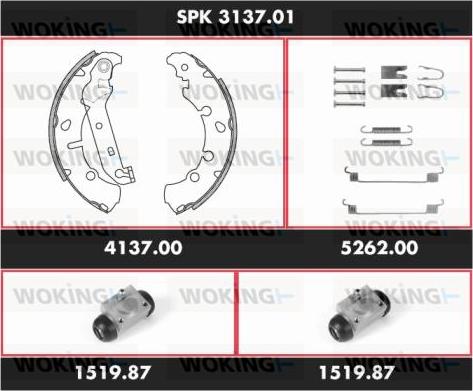 Woking SPK 3137.01 - Комплект тормозных колодок, барабанные autosila-amz.com